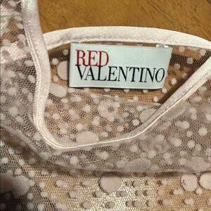 RED Valentino Blush Polka Dot Mesh Blouse